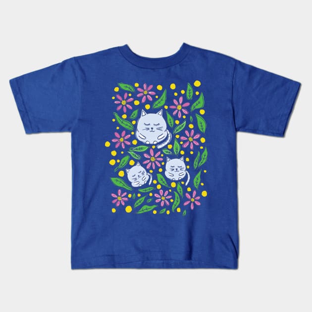 Garden Cats Kids T-Shirt by Jackie Hurd